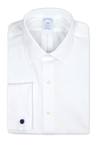 Brooks Brothers Mens Regular Fit All Cotton Non Iron Ainsley Collar Dress Shirt w/French Cuffs,