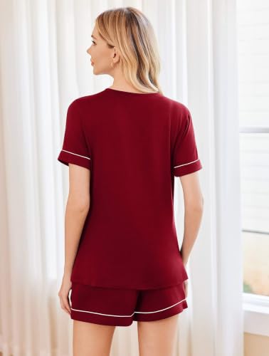 Image of Ekouaer Pajama Sets for Women 2 Piece Short Sleeve Lounge Shorts Set