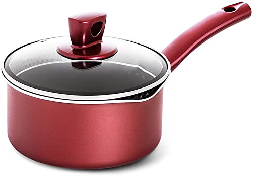 CTCOIJRN Wok Cookery Baby Aluminum Alloy Sauce Pan with Lid Small Stewpan with Handle and Filter Design Induction Bottom Sauce Pan