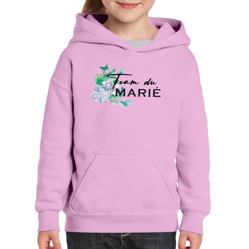 Sweat à Capuche Enfant Team du Marié Mariage Fleurs Bleues - 3