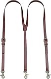 RC ROCKCOW Geneinue Leather Suspenders for Men Y Back Design Adjustable Brown Suspender Groomsmen Gift for Wedding