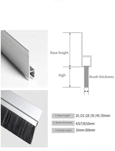 Guarnizione per porta in lega di alluminio, kit di spogliatura resistente alle intemperie per casa, garage e porte industriali (9 cm) - Efficace paraspifferi
