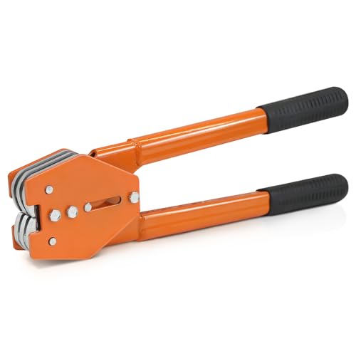 Image of Strapping Sealer /Crimper for 1 /2 inch-5 /8 inch Polypropylene (PP) Polyester Strapping Band Manual Banding Tool with 15 inch Extended Handle(Orange)