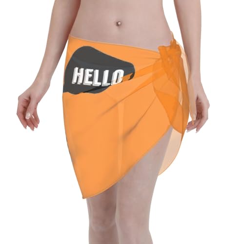 Elegante envoltura de playa con estampado de robot negro, vestido de traje de baño, perfecto para piscina y centro turístico, Negro, talla única