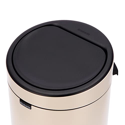 Image of Brabantia Press-Top Kitchen Trash Can | Soft Beige | 8 Gallon / 30L | Home Trash Can with Soft-Touch Stay-Open Lid & Removable Inner Bucket | + Trash Bags