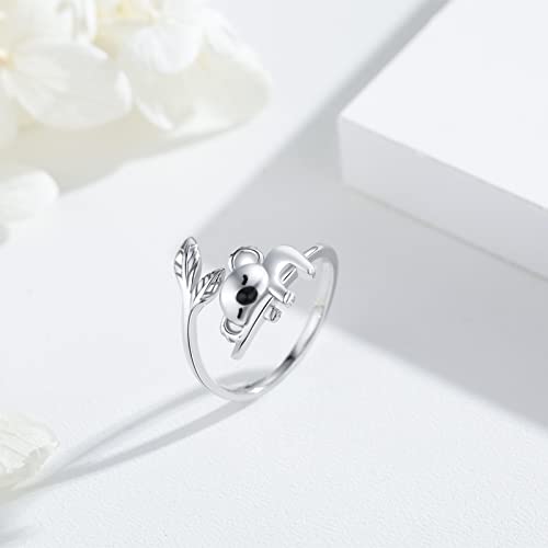 Anillo koala plata 925 abierto y ajustable para mujer 2