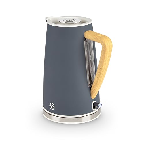 Swan SK14610GRYN Nordic Cordless Jug Kettle with Fast Boil Technology, Overheat Protection, Soft Touch Handle, 1.7L, 3KW, Grey
