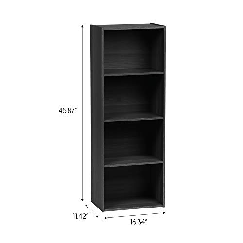 Iris Usa 4-Tier Open Cubby Storage Shelf, Sturdy Storage Bookshelf Cabinet For Living Room Bedroom Guest Room Office Dorm Room Kids Room And Bathroom, Black #TOP3