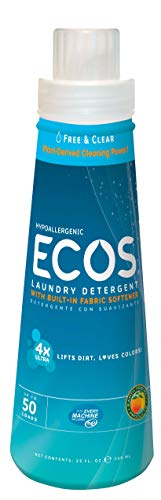 Earth Friendly Products Ecos 4x Concentrated Detergent, Free and Clear, 25 Ounce