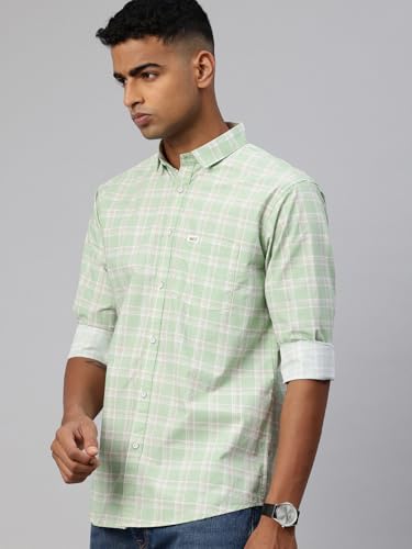 Image of Majestic Man Men Comfort Slim Fit Opaque Checked Cotton Casual Shirt