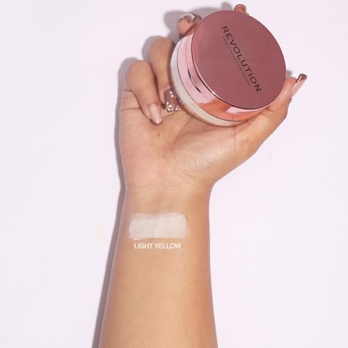 Revolution Conceal & Fix Setting Powder Light Yellow Waterproof Powder, Holds Makeup In Place All Day, Vegan & Cruelty-Free
