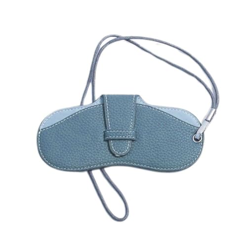 Image of FASHIXD Glasses Case Portable Travel Sunglass Case with Lanyard Eyeglass Pouch Bag Sunglass Holder for Purse For Women Men (Classic-Light blue)