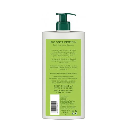 Image of Biotique Soya Protein Fresh Nourishing Shampoo | Repairs Dry and Damaged Hair |Maintains pH Balance |Promotes Healthy Shiny Hair| Prevents Color Fading | All Skin Types | 650ml
