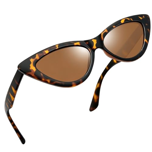Image of Joopin Polarised Cat Eye Sunglasses for Women, 100% UV Protection Retro Narrow Pointy Cateye Womens Sunglasses (Sand Yellow Leopard)