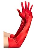 MDSTYLE Long Opera Gloves for Women - 20s Party Costume - Elbow Length Tea Party Satin Gloves - Princess Accessories (1, Red, One Size)