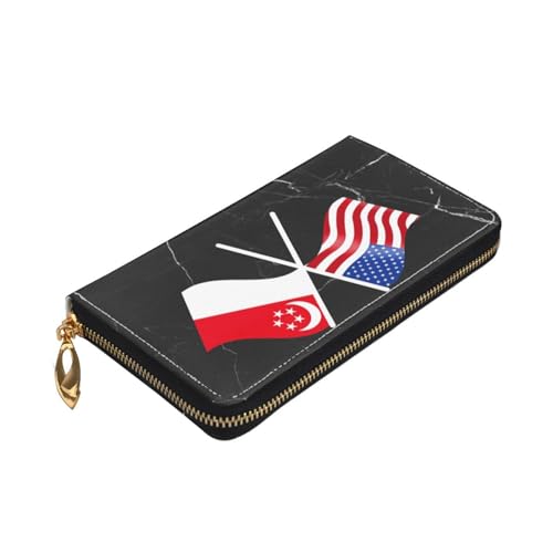 American And Singapore Flag Wallet Card Bag4