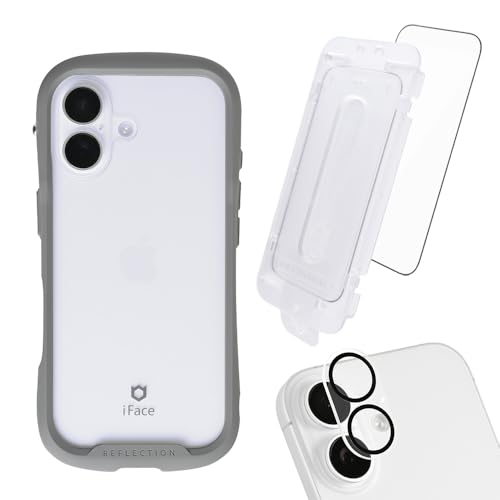 iFace Reflection iPhone 17 ケース クリア 強化ガラス (グレー) 画面保護フィルム (クリア) カメラレンズ 保護カバー(クリア) 3点セット