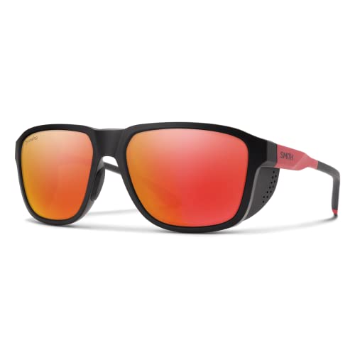 SMITH Embark Sunglasses – Performance Sports Sunglasses with Removable Side Shields for Skiing, Snowboarding & More – For Men & Women – Matte Black/Horizon Red + Red ChromaPop Polarized Mirror Lens