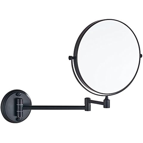 Cavoli 7X Wall Mounted Makeup Mirror - Double Sided Magnifying Makeup Mirror for Bathroom, 13 inch Extension Black Mirror Cover