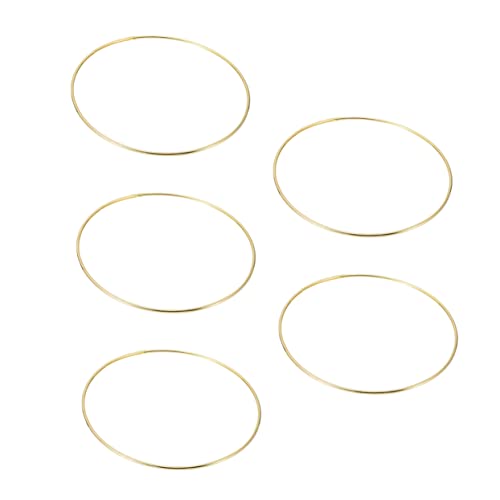 GOOHOCHY 1 Set 5pcs Dream Catcher Circle Rings Beading Kit Fuse Valet Tray Prize Wheel Cubic Zirconia Ring Engagement Ring Wheel for Prizes Macrame Dream Catchers Hoops Kits Iron Golden