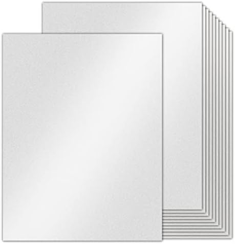 100 Sheets Silver Shimmer Cardstock 8.5 x 11 Metallic Paper, Goefun 80lb Card Stock Printer Paper for Invitations, Crafts, DIY Cards，Graduations
