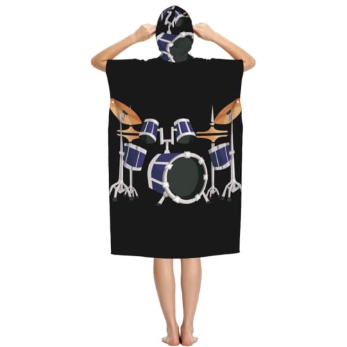 Poncho à capuche léger en microfibre à imprimé jazz original pour homme et femme