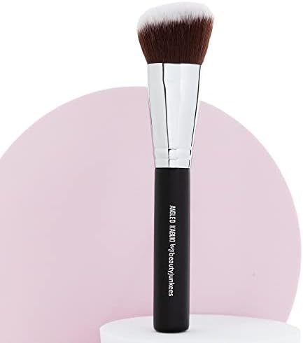 Angled Blush Brush for Makeup – Large Dense Kabuki Blush Brush to Apply Liquid, Cream, Mineral Powder Blush Bronzer Contour Brush by Beauty Junkees