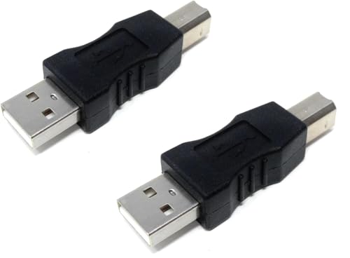 DRUT 2pcs. USB 2.0 A Plug Male to USB B Printer Male Plug Cable Lead Converter Adapter Black