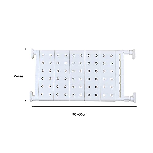 SUQ 2PCS Extendable Closet Shelf, Adjustable Storage Rack, White Wardrobe Cupboard Compartment Separator, Punch-free Collecting Partition Board for Kitchen, Bathroom, Shoes Shelves (24cm, 38-60cm)