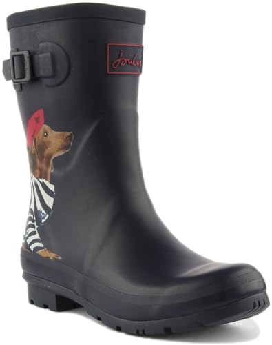 Joules Damen Molly Welly Gummistiefel, Navy Sausage Dog, 42 EU