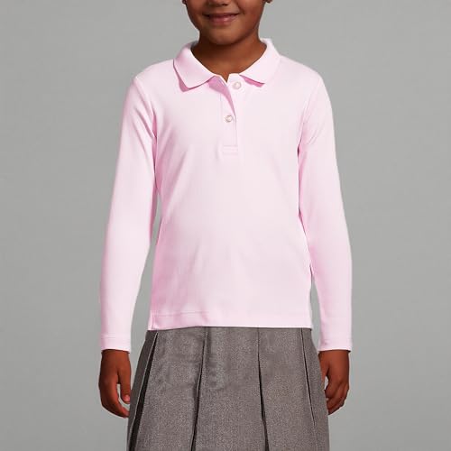 Image of Lands' End School Uniform Girls Long Sleeve Feminine Fit Interlock Polo Shirt