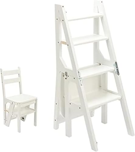 Silla convertible de madera maciza y escalera plegable con pasamanos de diseño robusto 2