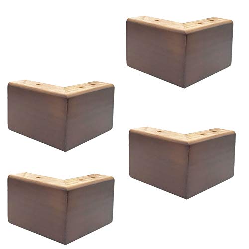 4Pcs Patas de Muebles en Pino,Pies de Sofá,Piernas de Gabinete,Patas de Cama de Madera Maciza,Patas de Escritorio de TV DIY,Patas de Mesa Armario de Triángulo,Con Tornillos(Walnut10cm)