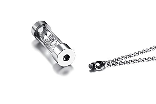 VNOX Memorial Jewellery Stainless Steel Glass Hourglass Shapes Urn Cremation Pendant Necklace,Gold Plated3