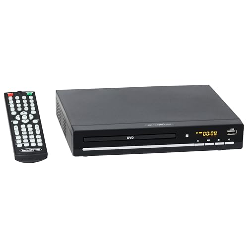 Reflexion DVD-/CD-Player DVD426 mit HDMI & USB | Kompakt mit Display & CD-zu-USB-Kopierfunktion | Unterstützt DVD/CD/MP3/AVI | Fernbedienung & AV-Kabel inklusive | Schwarz