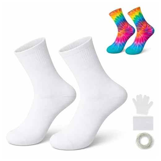 Silkfly Cotton Crew Socks White for Tie Dying White Socks Tie Dye Kit for Party Favor Supplies