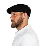 HATSQUARE 8 Panel Newsboy Cap – Linen Blend with 100% Cotton Lining – Unisex – Small to 3XL – Gift Boxed – Vintage-Inspired Design – Stylish & Breathable - Black - M