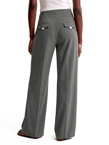 High Waisted Pinstripe Pants Women Wide Leg Business Casual Outfits - image 2