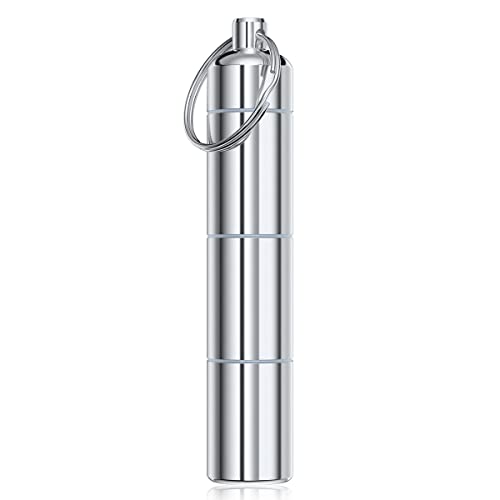 Image of Nipichsha Keychain Pill Holders, Small Pill Box for Purse & Pocket, Metal Tablet Organizer Container, Portable Waterproof Tablet Case with Keychain to Hold Vitamins, Medication, Fish Oil, Silver