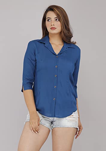 Image of Women Solid Shirt for Office & Casual wear | 3 /4th Sleeves Spread Collar