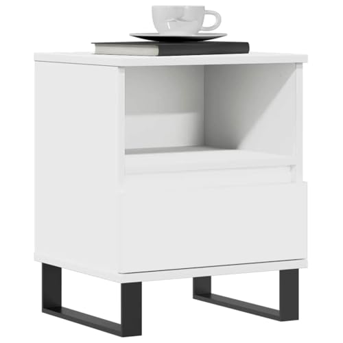 Table de chevet en bois blanche avec grand espace de rangement