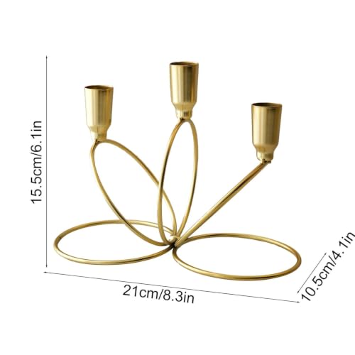 Metal Three Armed Candle Holders 6.1 Inch Gold Candlestick - image 3