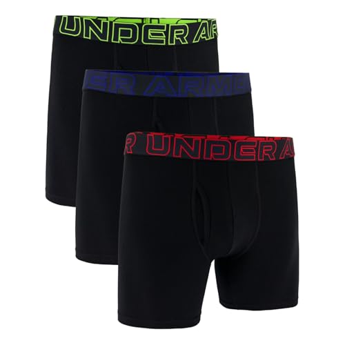 Under Armour Men's UA Performance Cotton 6' 3-Pack Boxerjock Ropa Interior, Negro/Negro/Negro, XL para Hombre