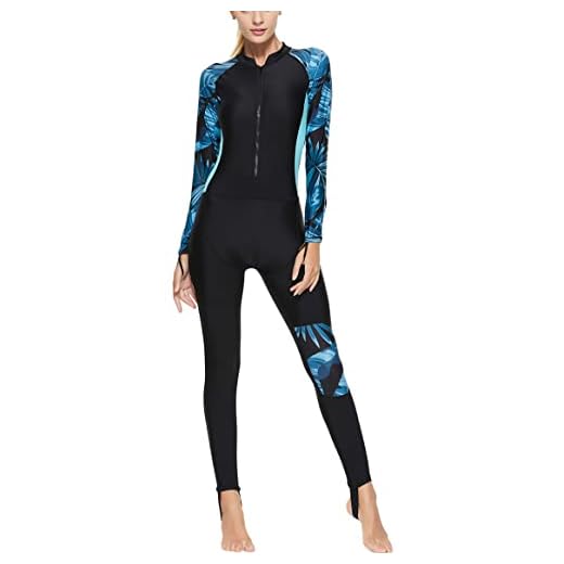 Maeau - High Stretch Neoprenanzug Reißverschluss vorne Lange Ärmel Taucheranzug für Schnorcheln Kanufahren Taucheranzüge Spearfishing Surfen Blau M