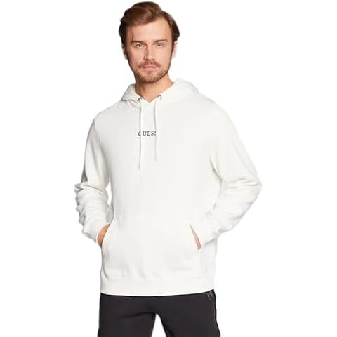 GUESS Men's Roy White Hoodie Sweatshirt Cover
