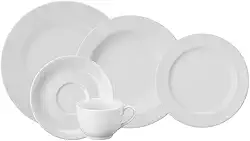 Serviço de Jantar e Chá 20 Peças em Porcelana, Modelo Voyage, Branco, Porcelana Schmidt