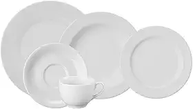 Serviço de Jantar e Chá 20 Peças em Porcelana, Modelo Voyage, Branco, Porcelana Schmidt