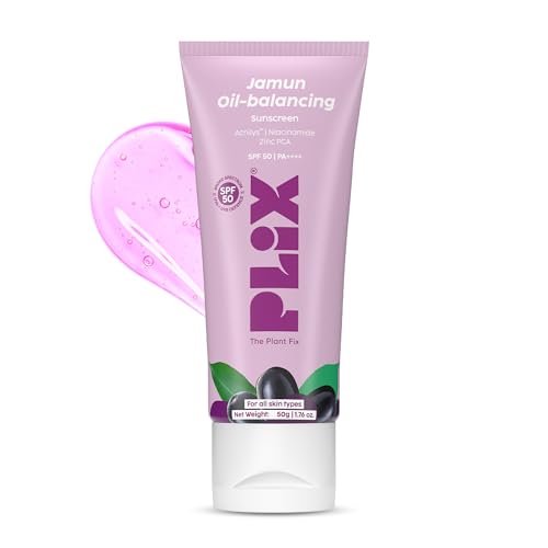 Image of Plix Jamun Oil-Balancing Sunscreen With SPF 50 | ACNILYS, Niacinamide & Zinc PCA | Lightweight & Non-Greasy | Everyday Sun Protection | Oily & Acne-Prone Skin