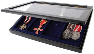 Black Display Case with Wooden Frame for Medals