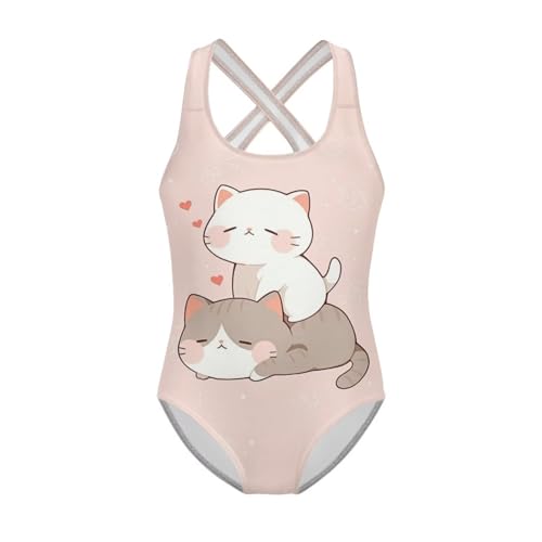 Image of One Piece Swimsuit Girls Cross-Back Bathing Suit 5-14Y Kids Swimwear Cute Swimsuits Sleeveless Bathing Suits